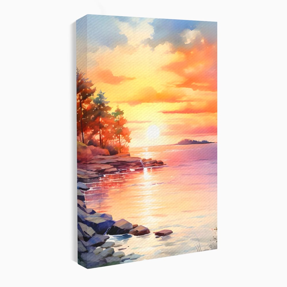 Tablou canvas cu tablou canvas cu peisaj de apus, fara rama, pe sasiu de lemn